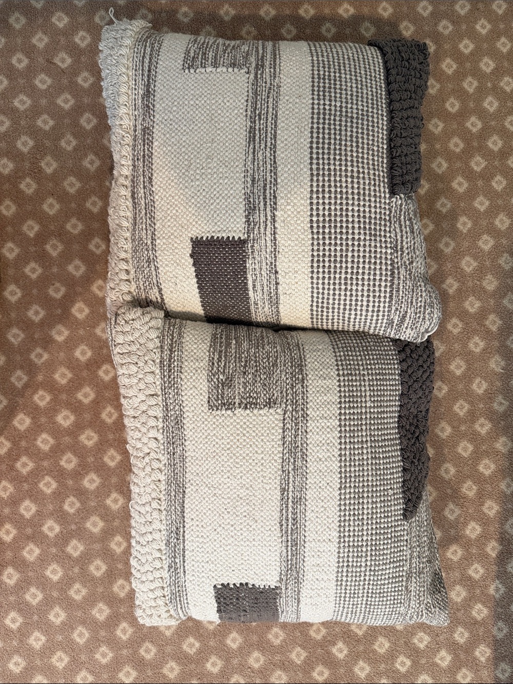 Decorative Throw Pillows in Neutral Gray and Cream Textured  (Set of 2) EUC - Picture 2 of 5